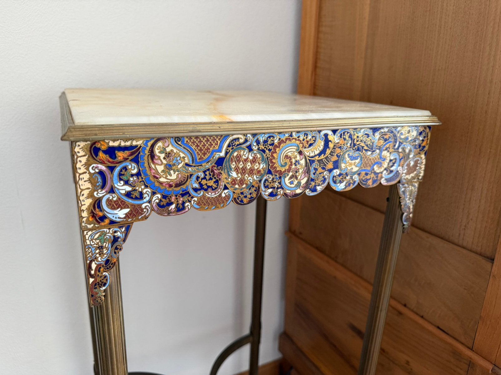 Antieke Franse guéridon (hoge bijzettafel) - marmer, Ophalen, Overige materialen, Minder dan 55 cm, Gebruikt