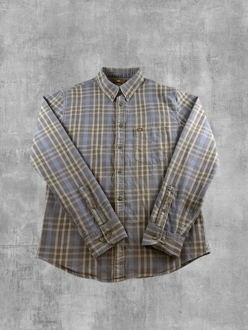Lee blouse grijs geruit heren maat M overhemd flanel check, Verzenden, Halswijdte 39/40 (M), Zo goed als nieuw, Grijs