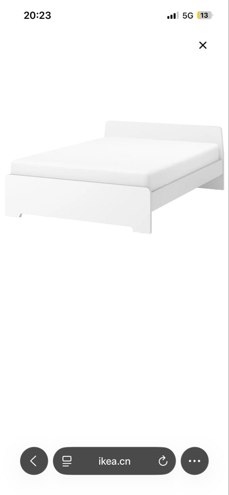 Ikea Askvoll twijfelaar bedframe met matras, Ophalen, Gebruikt, Wit, Twijfelaar