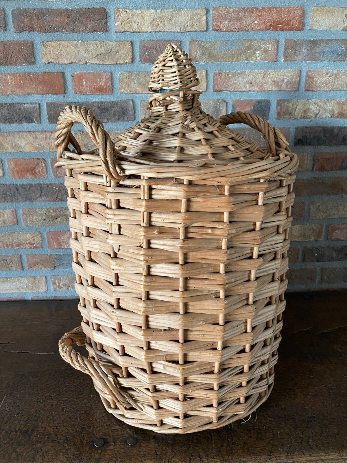 Vintage rieten Dame-Jeanne met originele gevlochten dop, Ophalen