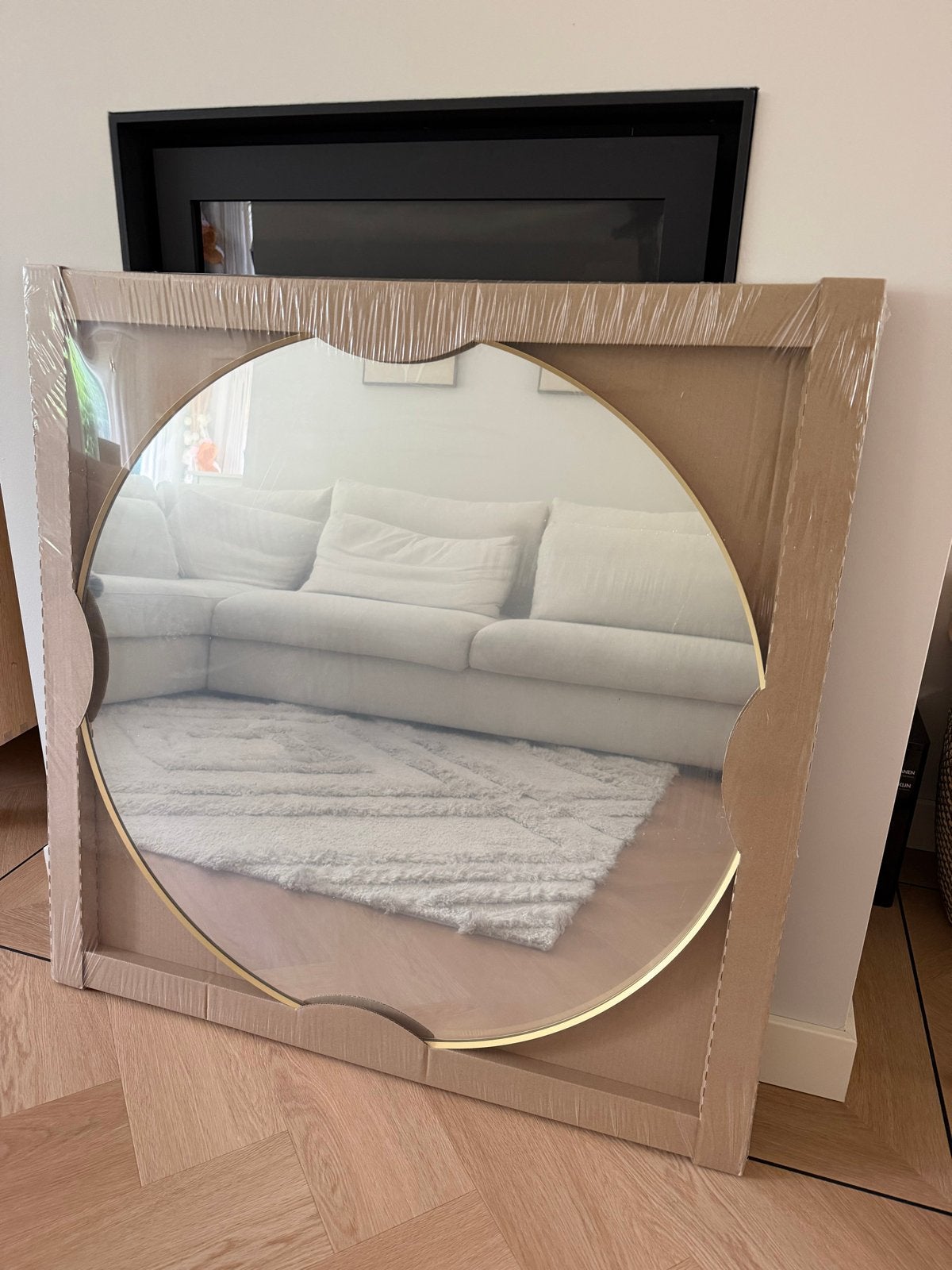 Nieuwe Ikea Lindbyn spiegel 80cm goud, Ophalen, Rond, Nieuw, Minder dan 100 cm