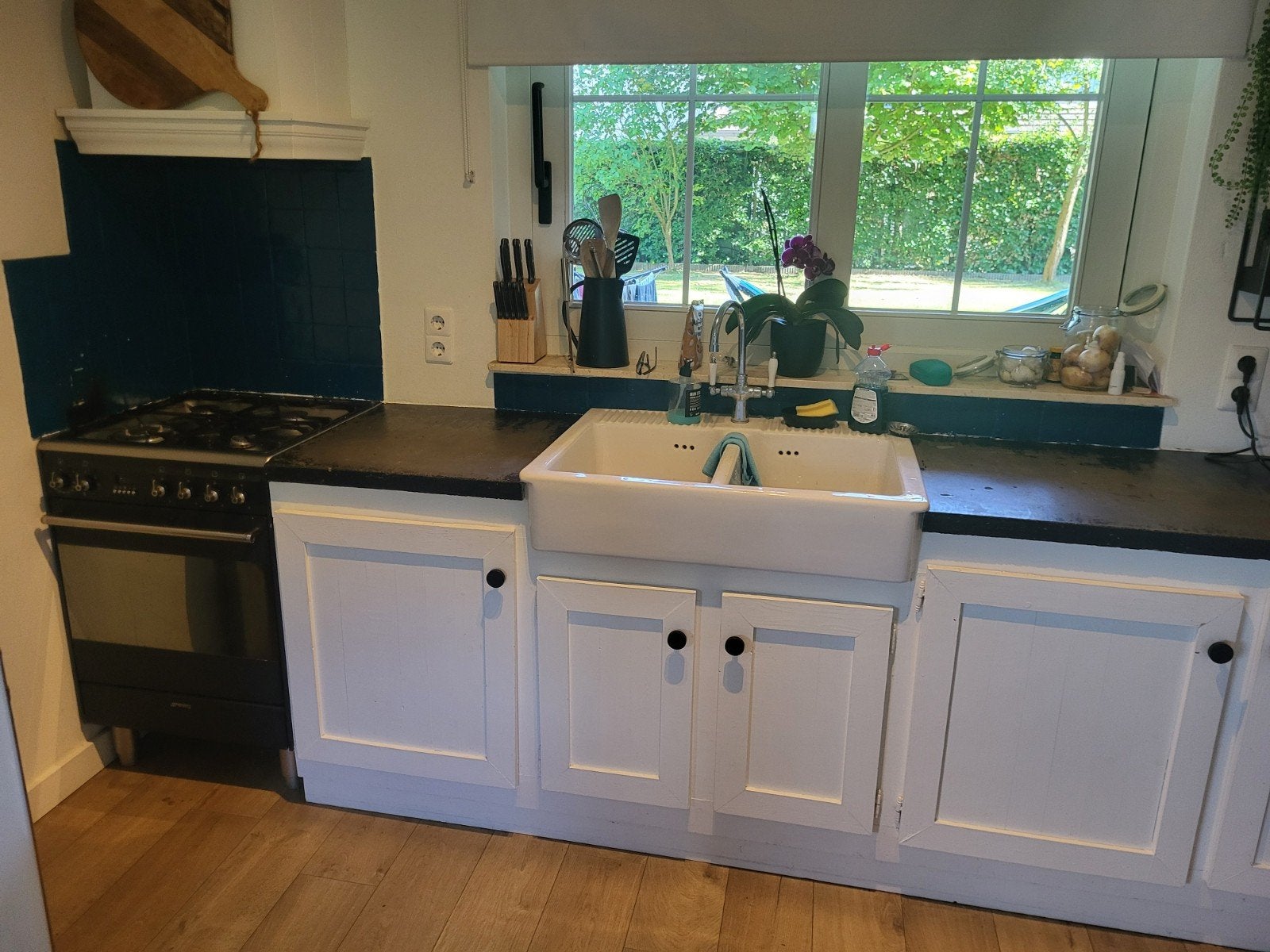 Complete keuken met inbouwapparatuur, Huis en Inrichting, Keuken | Complete keukens, Gebruikt, Wit, Overige typen, Ophalen of Verzenden