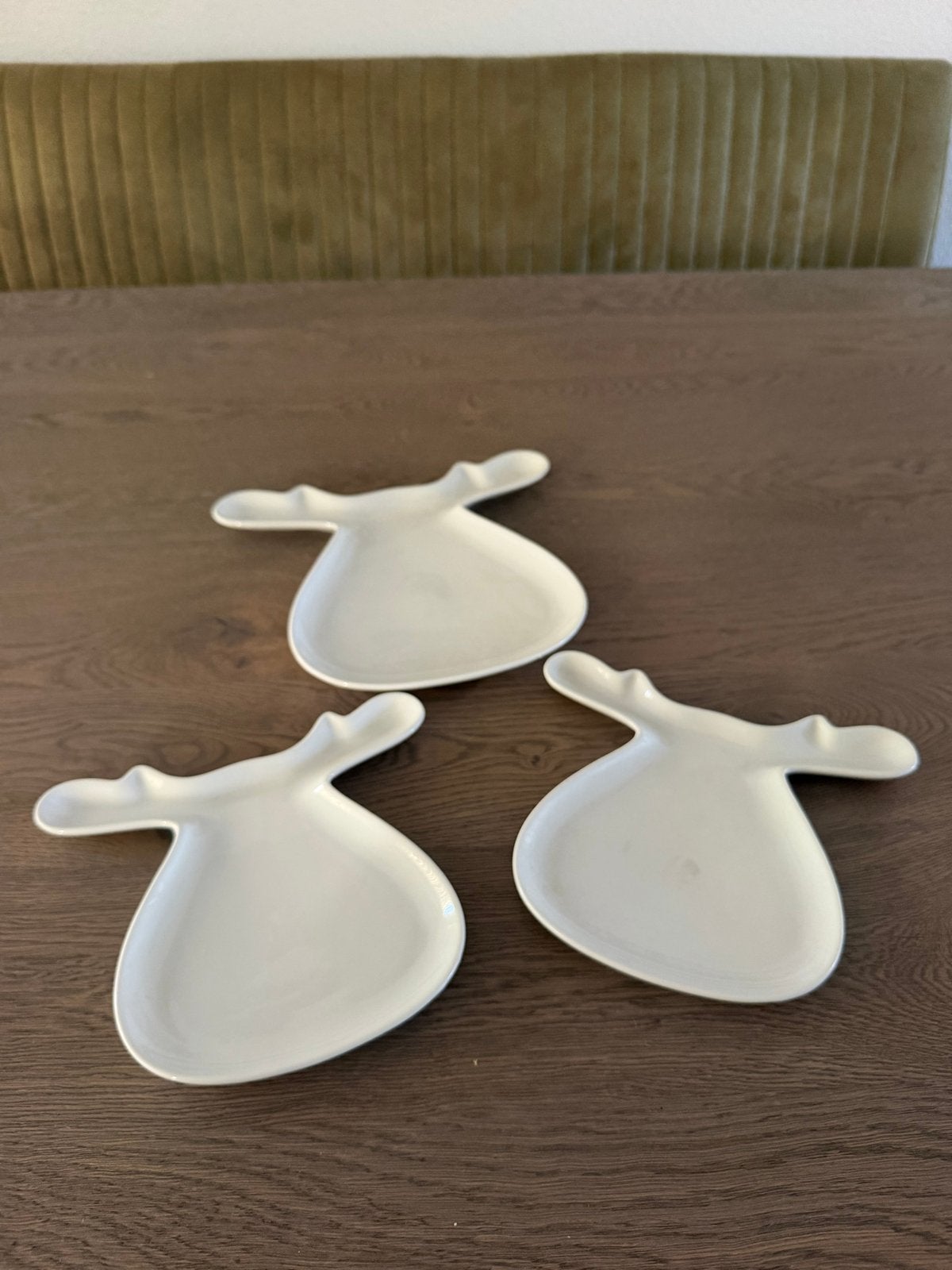 3 Witte Kerst Rendier Schalen - Feestelijk Servies, Overige merken, Keramiek, Ophalen of Verzenden, Modern
