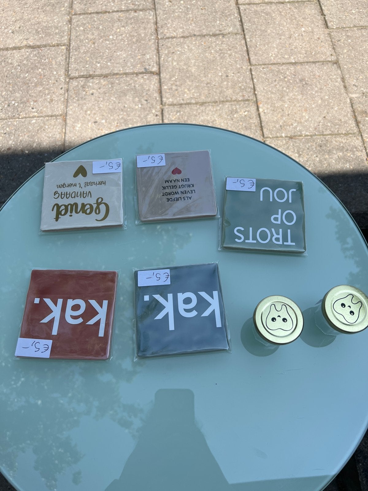 Decoratieve tegeltjes met leuke teksten, Ophalen, Meerkleurig, Nieuw, Modern