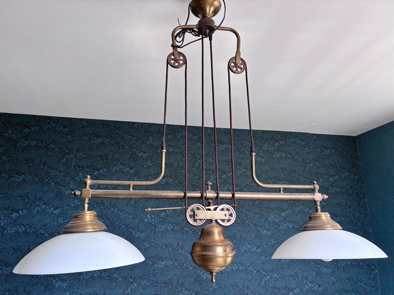 Antieke hanglamp leestafel eettafel, Ophalen of Verzenden