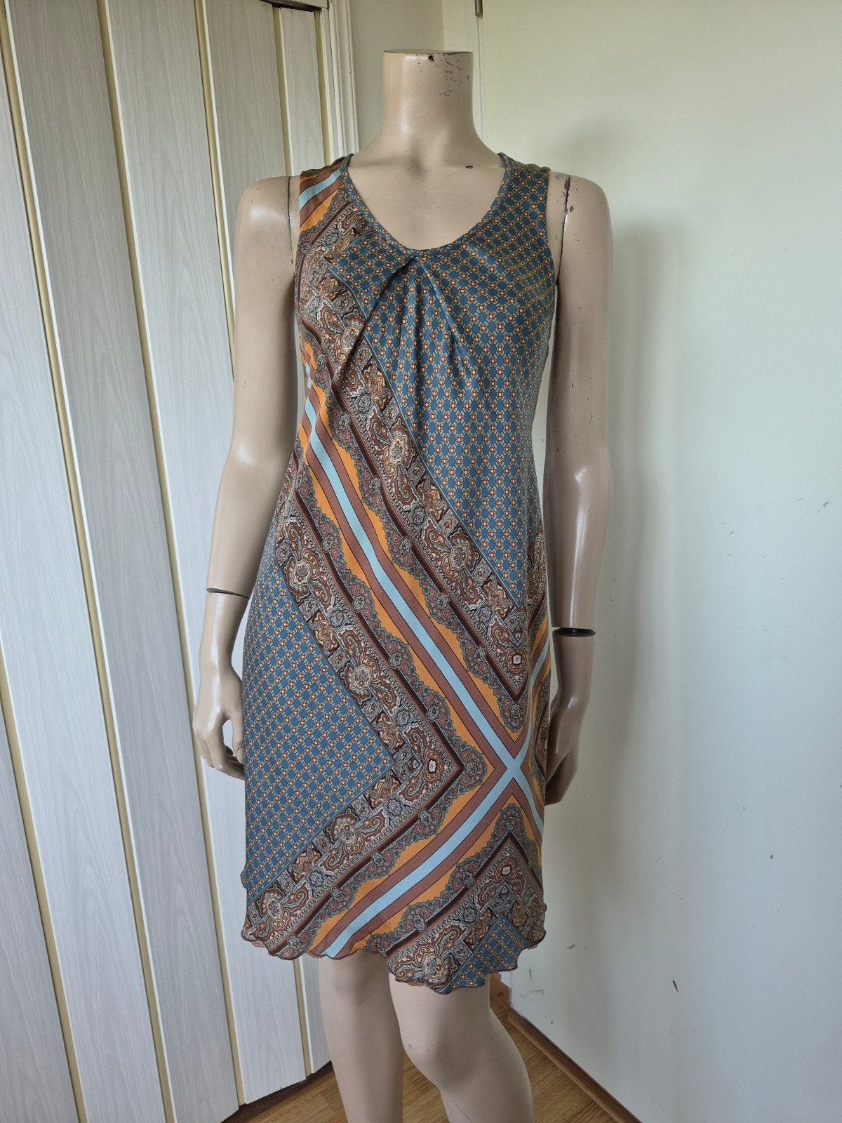 La Fee Maraboutee jurkje shawl/sjaal stijl print maat S/36, La Fee Maraboutee, Bruin, Ophalen of Verzenden, Zo goed als nieuw