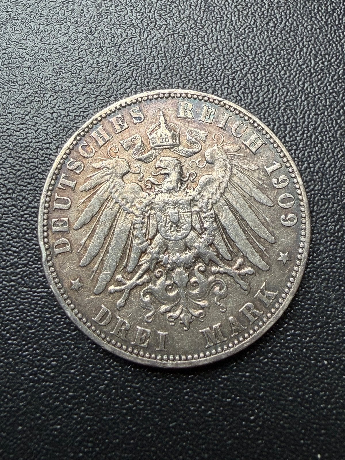 Zeldzame Duitse 3 Mark munt uit 1909 - Frederik August, Ophalen of Verzenden, Losse munt, Zilver