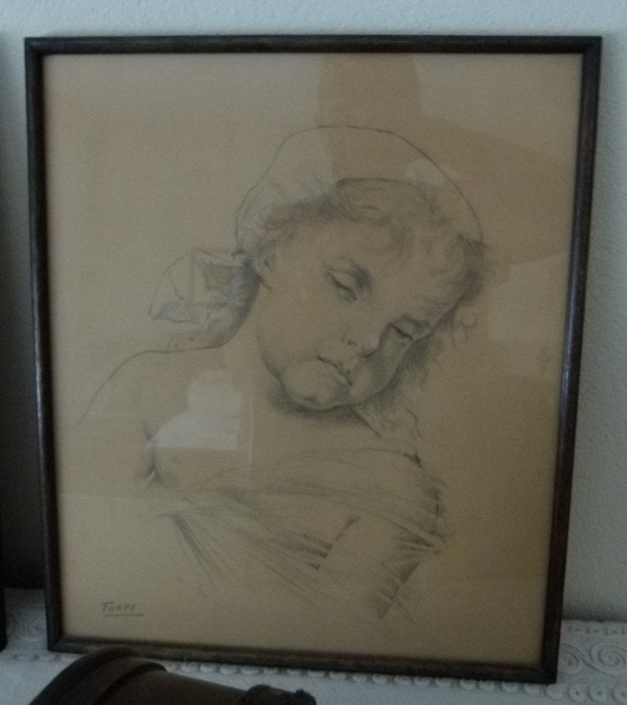 2 mooie tekeningen van ferdy in lijst, Ophalen, Minder dan 50 cm, Zo goed als nieuw, Schilderij