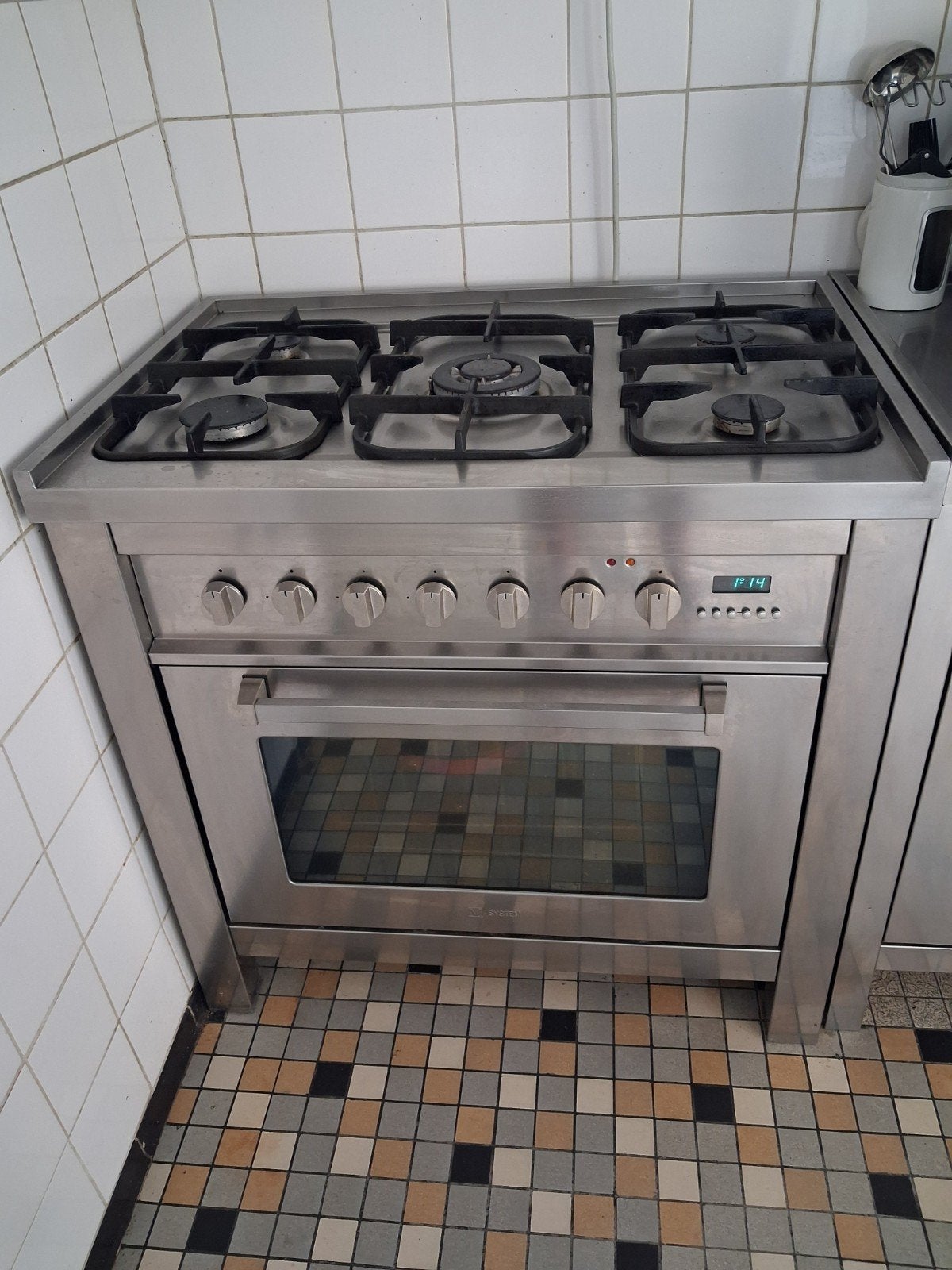 RVS Gasfornuis met Oven - Vrijstaand, Ophalen, Gebruikt, 60 cm of meer, Gas