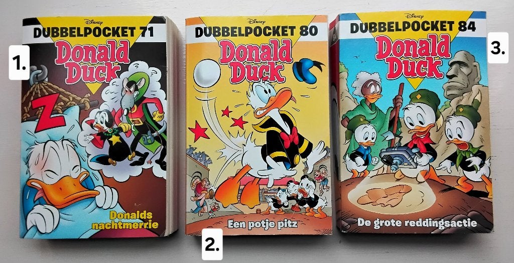 Donald Duck Dubbelpockets - nr. 71, nr. 80 en nr. 84, Meerdere stripboeken, Ophalen of Verzenden, Zo goed als nieuw