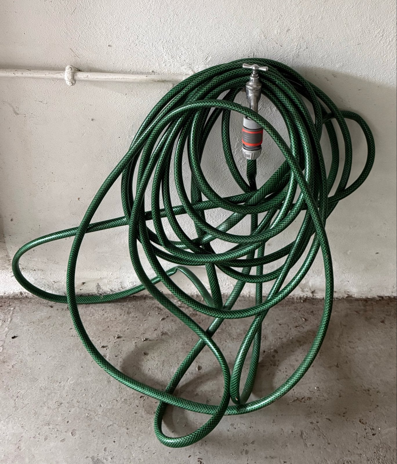Groene tuinslang met kraankoppeling, Ophalen, Gebruikt, Tuinslang