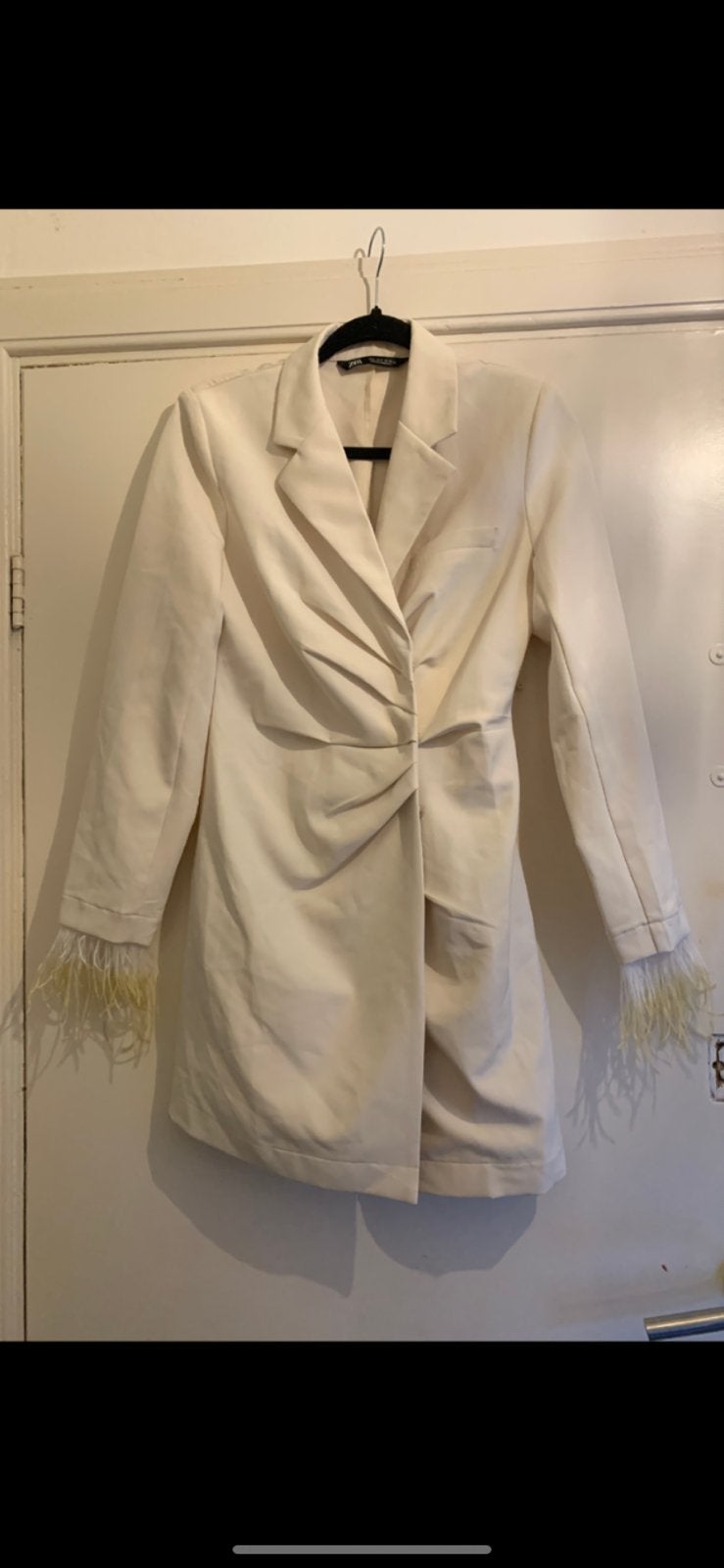 Zara blazer jurk met veren - XS/S, Ophalen of Verzenden, Zo goed als nieuw, Maat 34 (XS) of kleiner, Wit