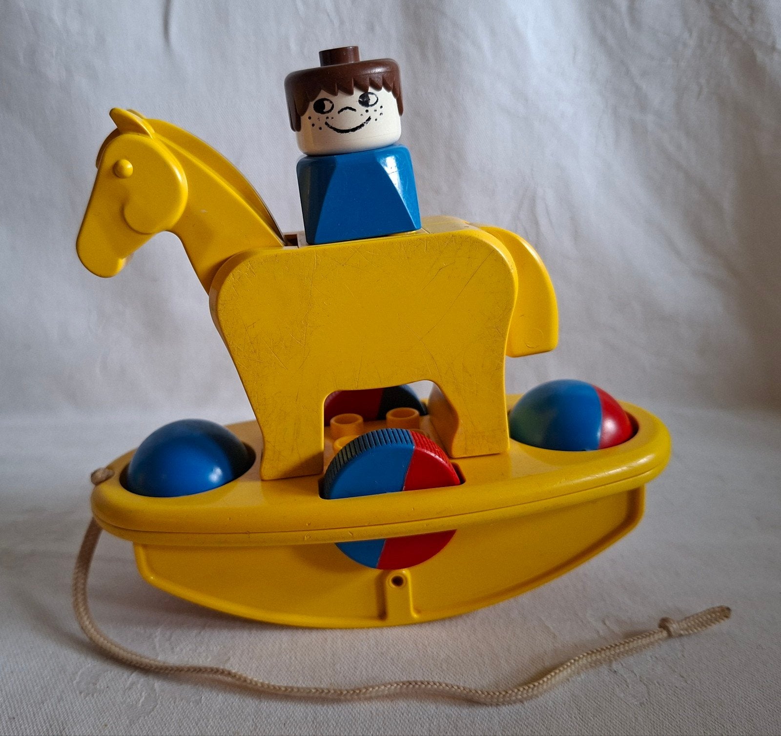 Vintage Retro Duplo set 2055 Hobbelpaard Rammelaar bijtring, Gebruikt, Ophalen of Verzenden, Duplo, Complete set