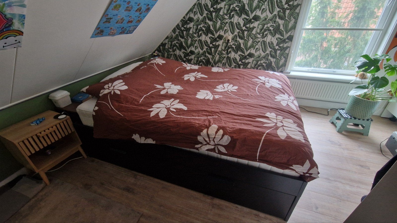 ikea 2 persoons bed met opberglade excl. matras, Ophalen