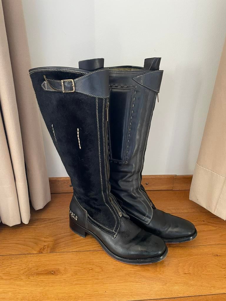 Prachtige leren lastzen van LA MARTINA 37, Kleding | Dames, Schoenen, Ophalen of Verzenden, Zo goed als nieuw, Zwart, Hoge laarzen
