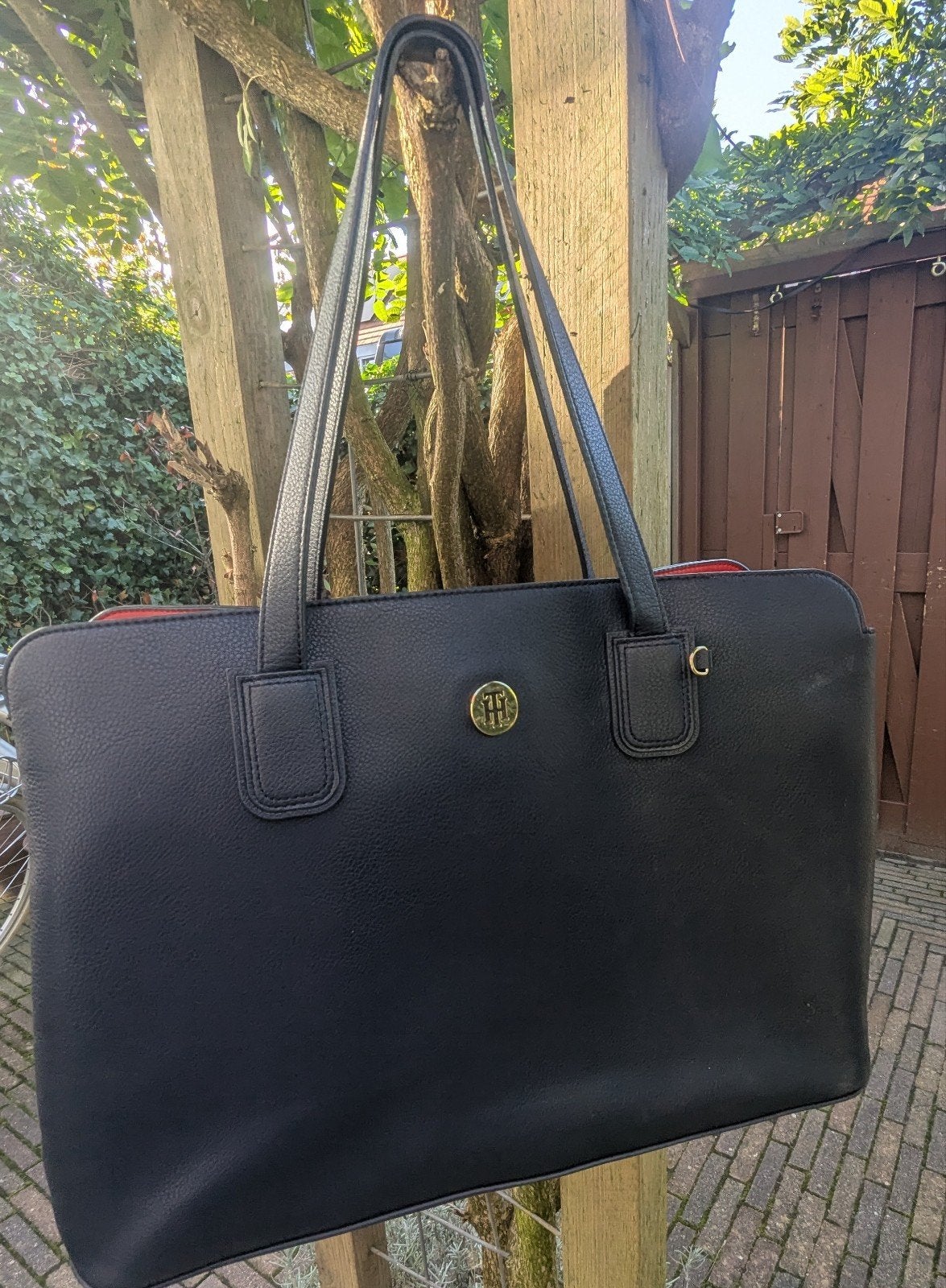 Tommy Hilfiger shopper met laptophoes - Donkerblauw/Rood, Ophalen of Verzenden, Zo goed als nieuw, Blauw, Shopper