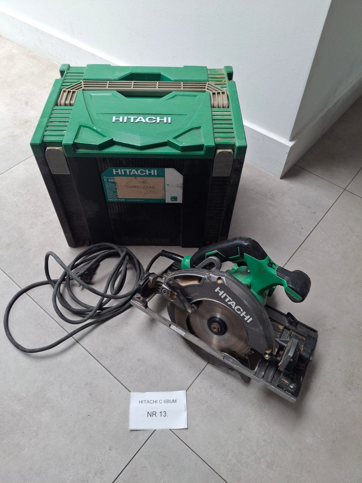 Hitachi zaagmachine 13, Ophalen of Verzenden, Gebruikt, 1200 watt of meer, 70 mm of meer