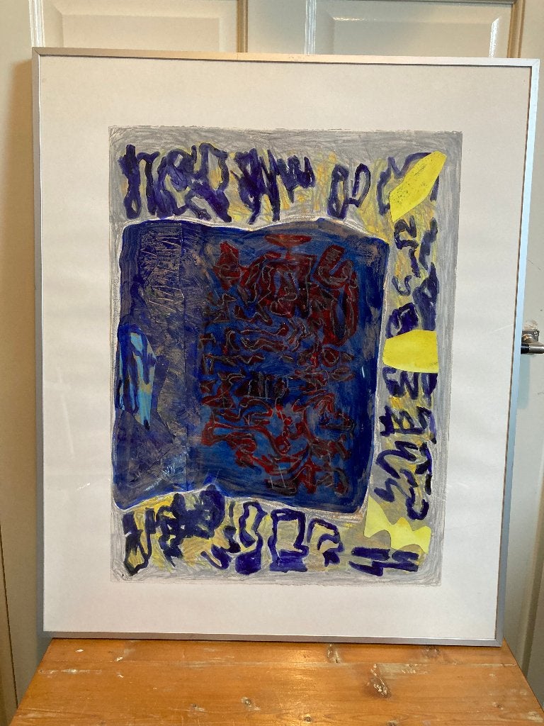 Schilderij "Billboard no 5". Rob van Doeselaar., Antiek en Kunst, Kunst | Schilderijen | Modern, Abstract, Acrylverf, Passe-partout