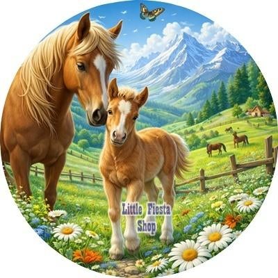 L2123 icing frosting paard veulen 19cm eetbare print top, Ophalen of Verzenden, Nieuw, Taarten, Versiering