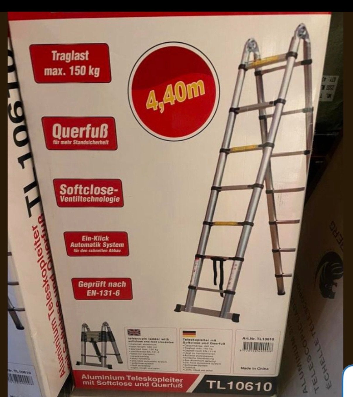 Telescoopladder 4,4 meter - Aluminium met Softclose, Doe-het-zelf en Verbouw, Ladders en Trappen, Ophalen, Het goedkoopste adres