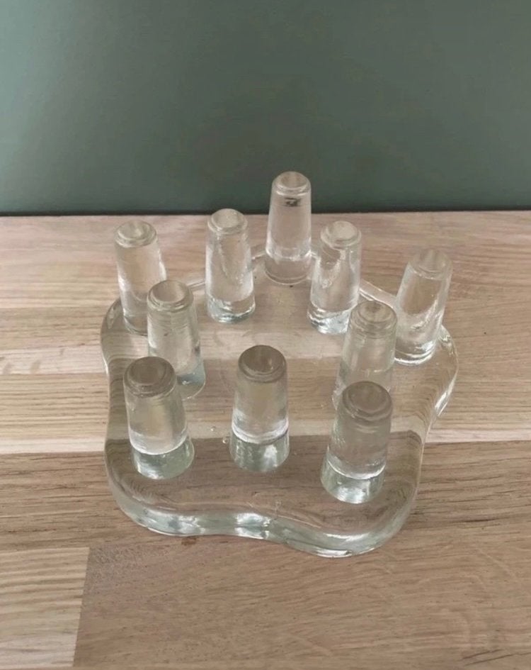 Vintage Georgshütte ijsglas Theelichthouder / Rechaud (70's), Huis en Inrichting, 10 cm, Overige merken, Waxinelichthouder, Ophalen of Verzenden