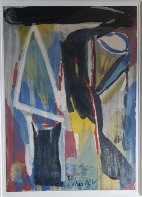 Bram van Velde(1895) Kleur Lithografie "Comp YR 318" Ges Gen, Abstract, Ophalen of Verzenden, Lithografie, Genummerd