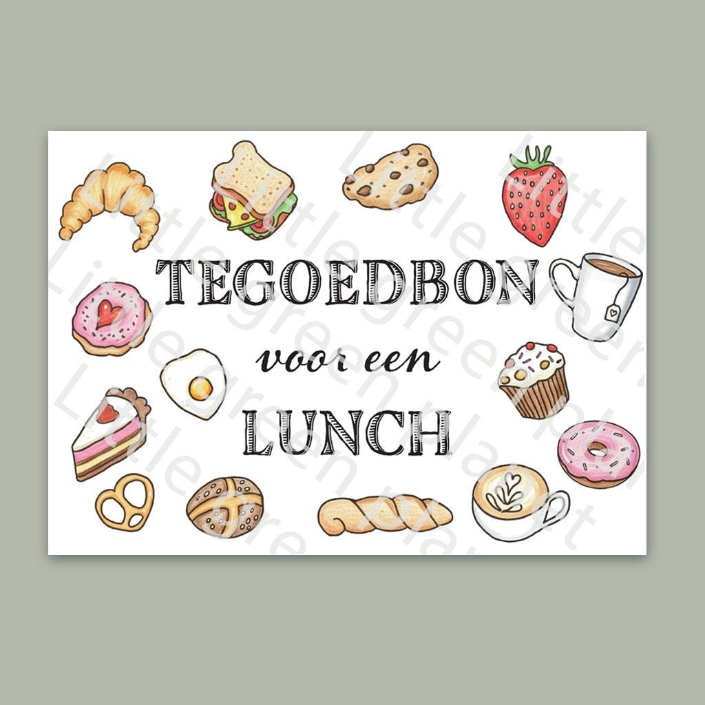 Tegoedbon lunch - Kleur - Printable, Tickets en Kaartjes, Eén persoon, Overige soorten, Overige typen