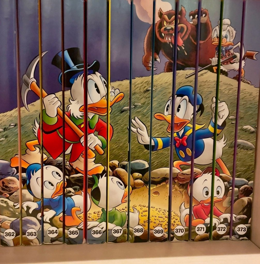 Prachtige complete rugtekening Donald Duck pocket 362-373!, Complete serie of reeks, Ophalen of Verzenden, Zo goed als nieuw, Donald Duck