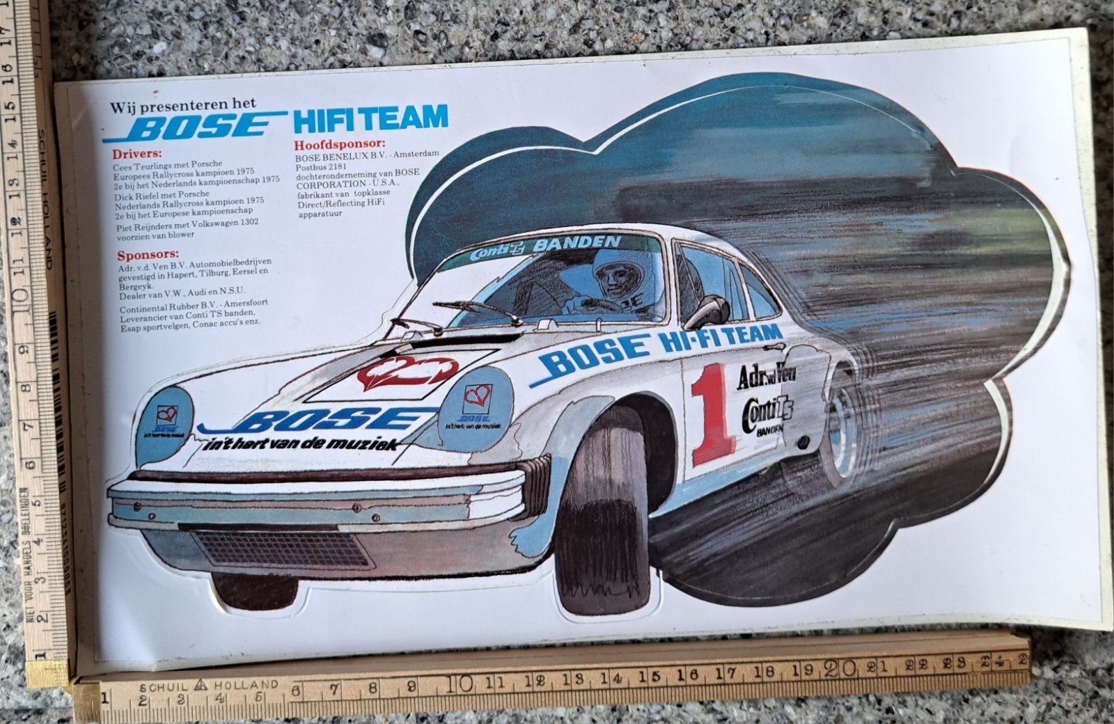 Vintage sticker Bose Hi-Fi Team  Porsche rallyauto autosport, Ophalen of Verzenden, Zo goed als nieuw, Auto of Motor