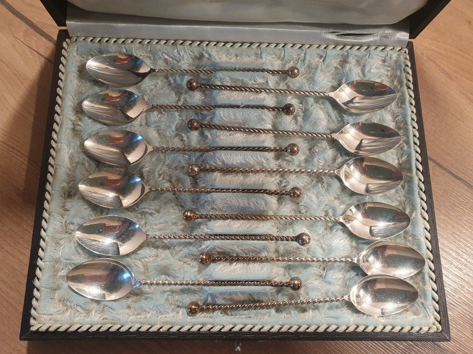 Set van 12 verzilverde theelepels in doos, Ophalen of Verzenden