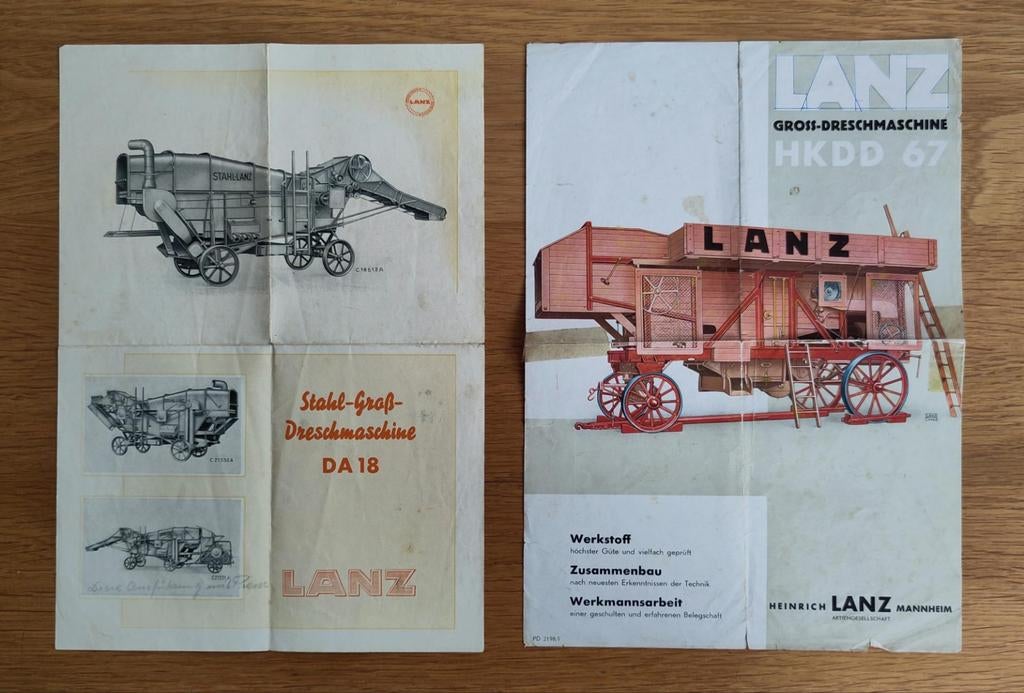 Lanz Dreschmachine Folders - DA 18 & HKDD 67, Ophalen of Verzenden, Gelezen, Heinrich Lanz Mannheim, Folder
