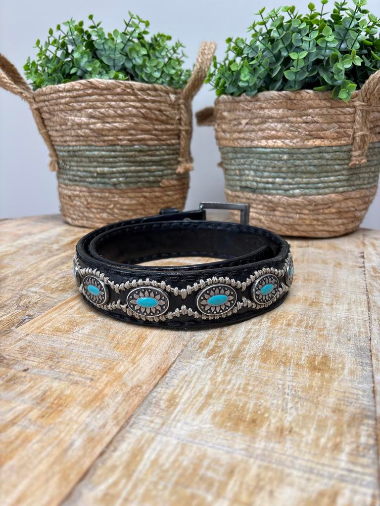 Sendra Riem Zwart Leer met Turquoise Details - Maat 80, Ophalen of Verzenden, Zo goed als nieuw