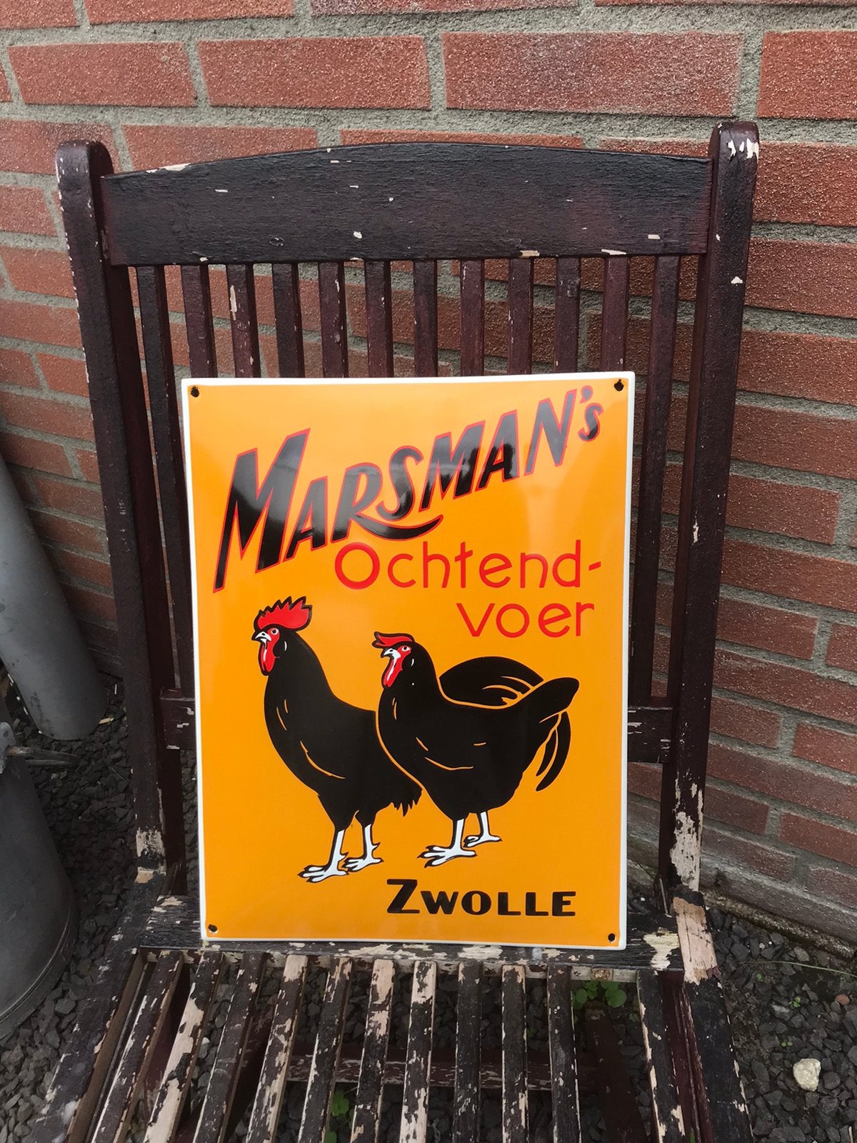 Marsman kippen bord emaille, Ophalen of Verzenden, Gebruikt, Reclamebord