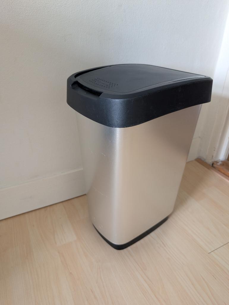 Prullenbak/afvalbak Rotho Twist  25L zilver, Ophalen, Kunststof, Gebruikt, 20 tot 30 liter