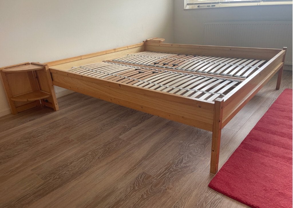Grenen bed 185 x 210 cm, Ophalen, Gebruikt, 210 cm, Tweepersoons