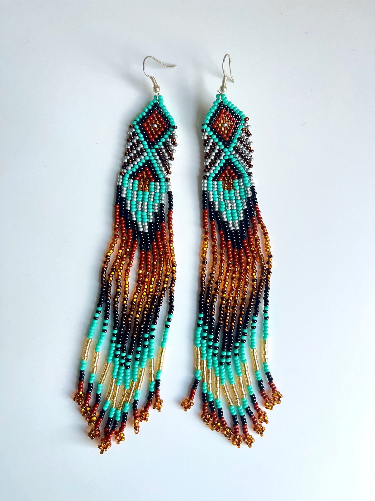 Spectaculaire lange fringe oorbellen uit Ecuador NIEUW, Hangers, Overige kleuren, Nieuw, Ophalen of Verzenden