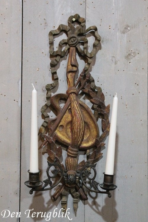 Bois doré kaarsen wandkandelaar, Antiek en Kunst, Ophalen of Verzenden