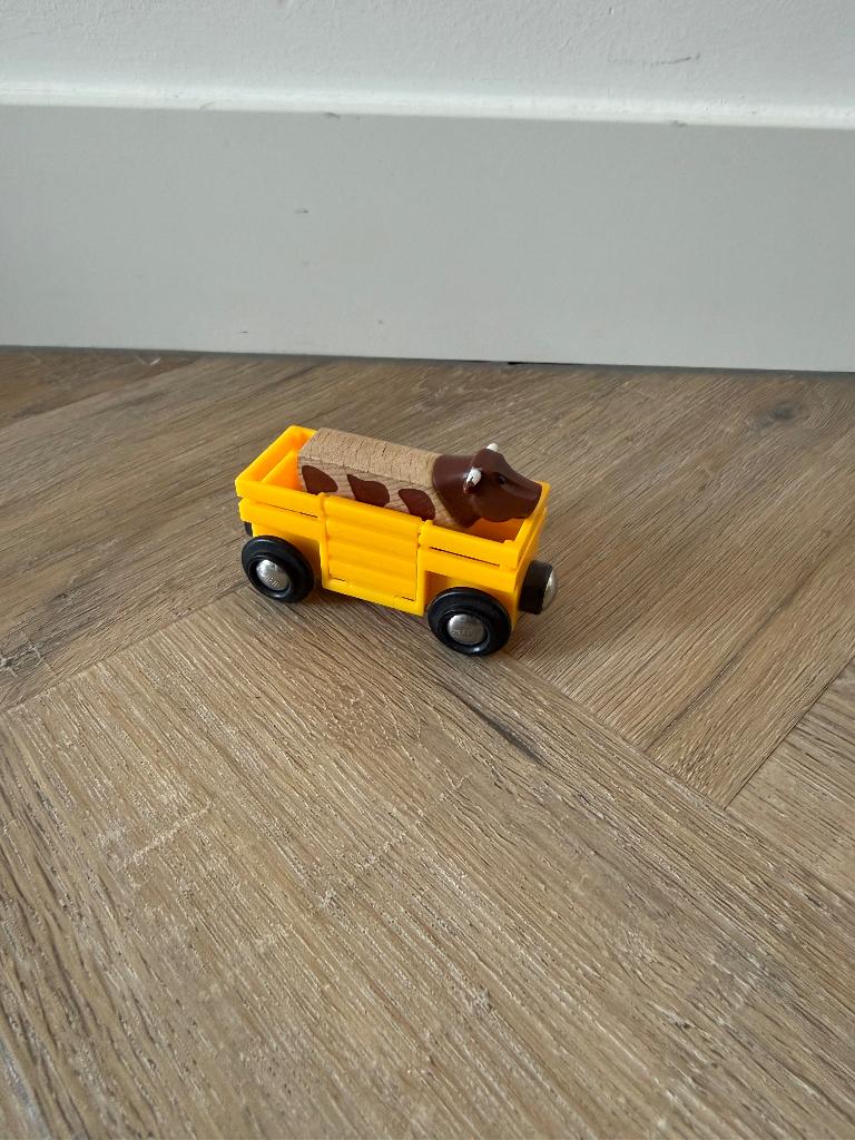 Heel goed Brio houten trein koe boerderij wagon set 33406, Ophalen of Verzenden, Zo goed als nieuw