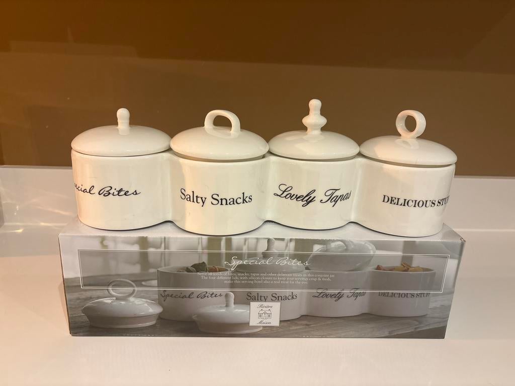 Riviera Maison Bite & Snack Bakjes met Deksels, Ophalen, Zo goed als nieuw