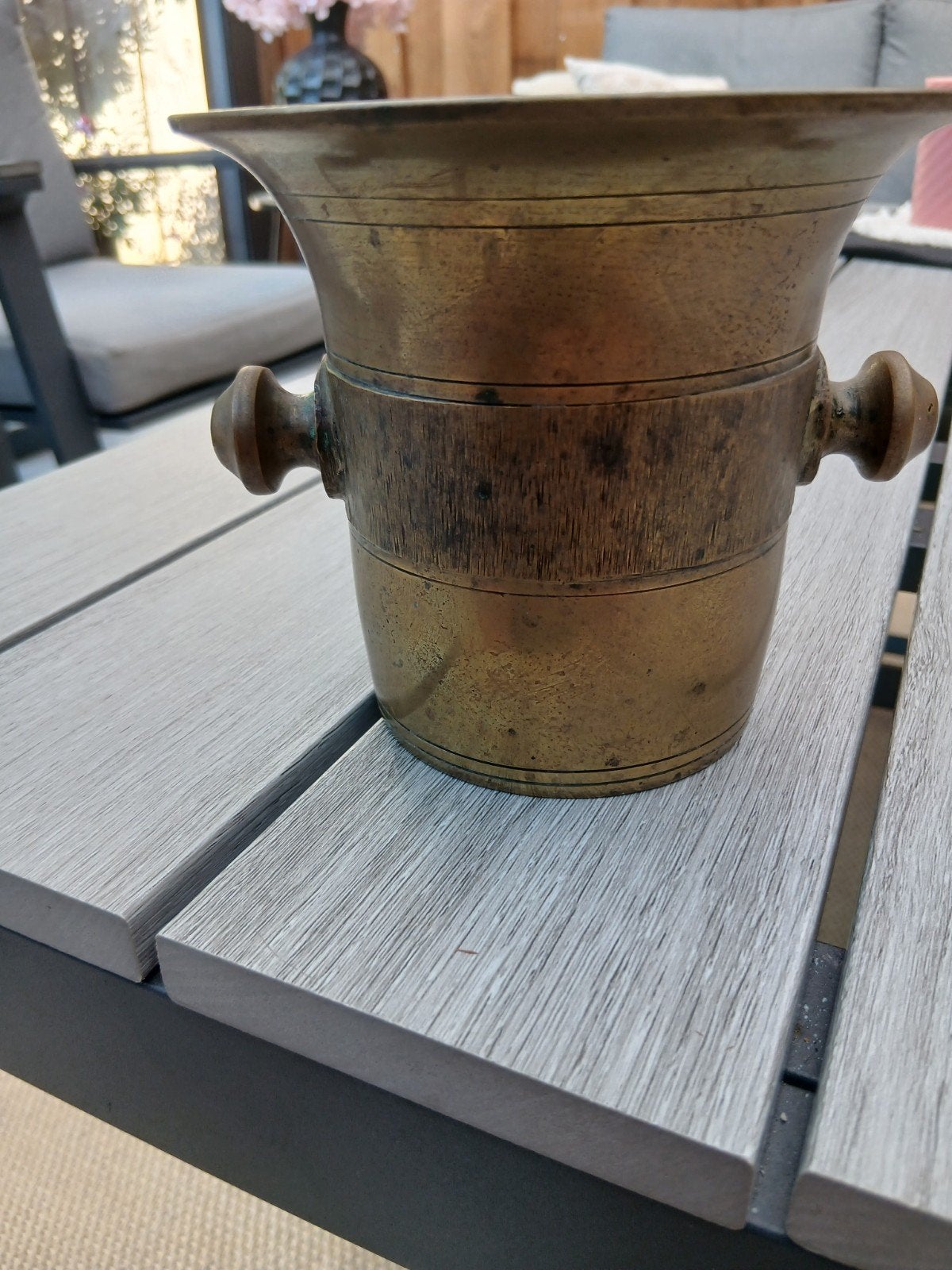 Antieke Bronzen Vijzel met Handvatten, Ophalen of Verzenden, Brons