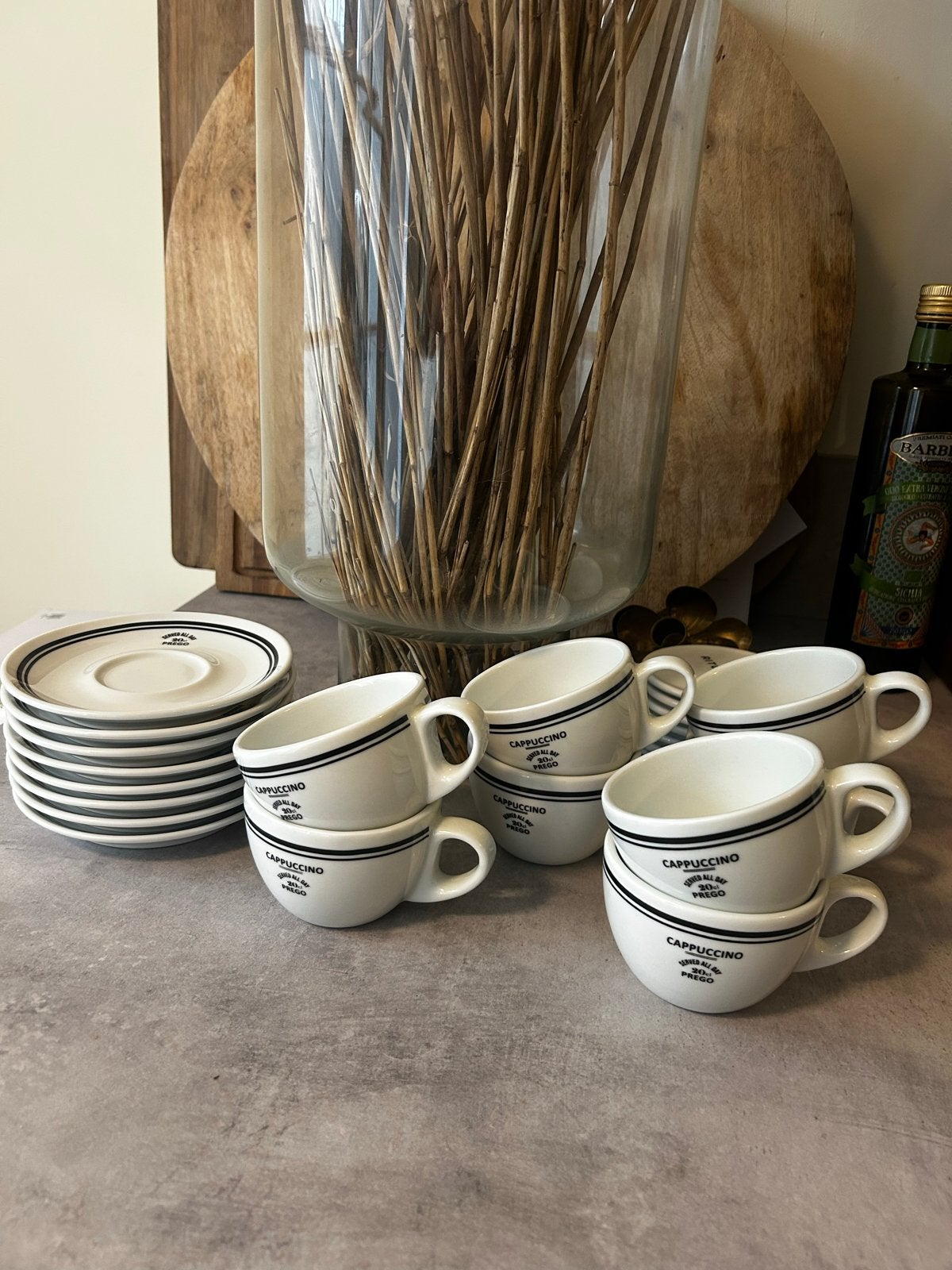 H&M Home Cappuccino en Espresso kopjes met schotels, Overige merken, Keramiek, Ophalen of Verzenden, Zo goed als nieuw