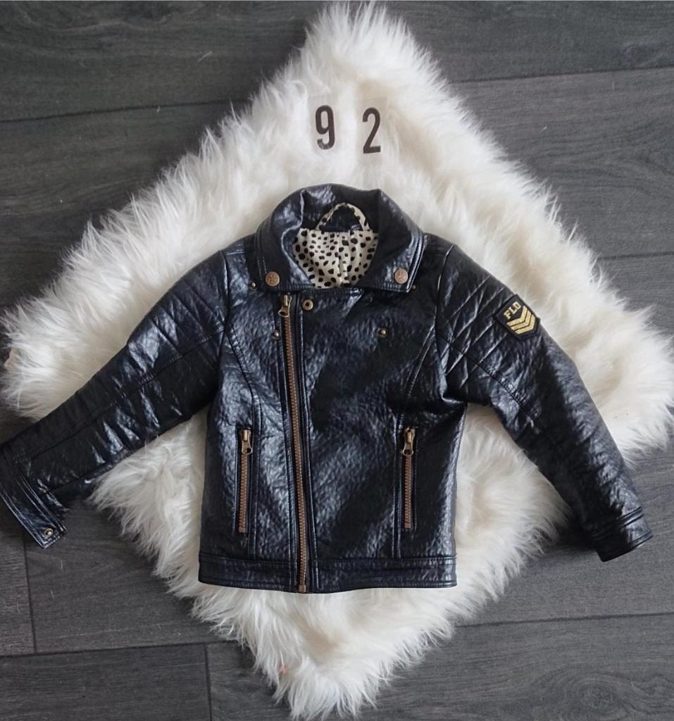 Zwart leather look jack luipaardprint Like Flo maat 92, Gebruikt, Meisje, Ophalen of Verzenden, Like flo