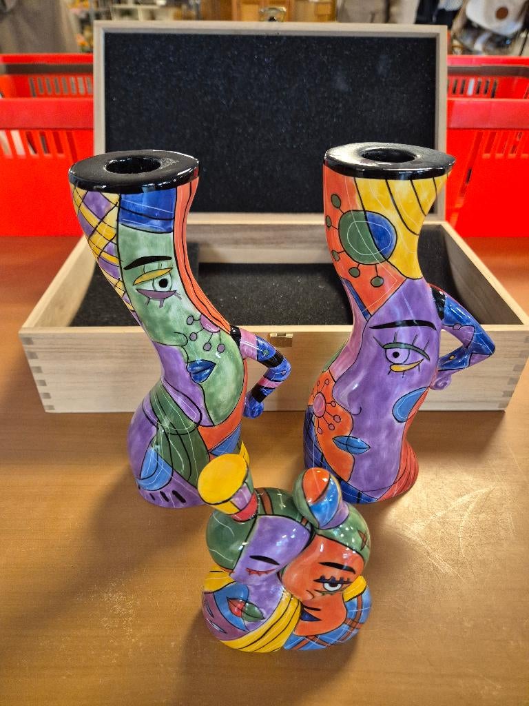 Picasso kandelaars en peper-zoutstel, Overige materialen, Overige kleuren, Gebruukt Gerei, Ophalen of Verzenden