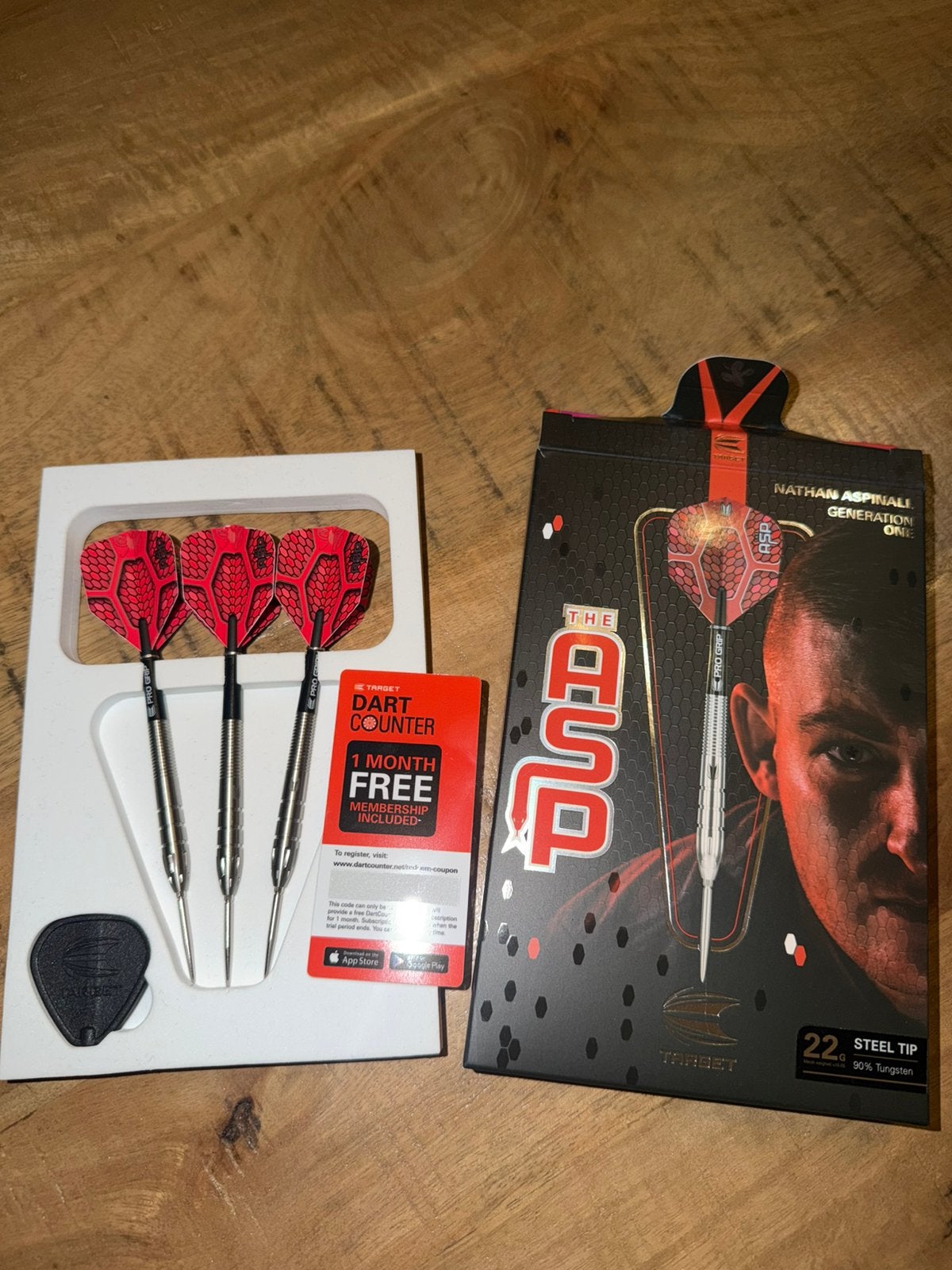 Target Nathan Aspinall G1 Swiss Point 90% - (22 Gram), Sport en Fitness, Darts, Ophalen, Zo goed als nieuw, Pijlen