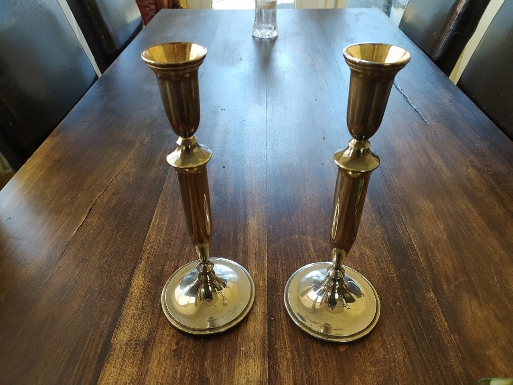 2 zwaar verzilverde kaarshouders of zilver kandelaars?, Ophalen of Verzenden, Zo goed als nieuw, Zilver, Zilver