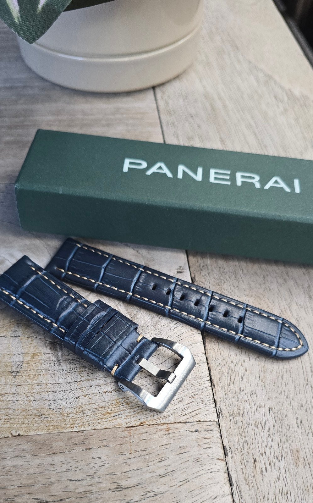 Panerai donkerblauw alligator horlogeband 24mm - Ongebruikt, Ophalen of Verzenden
