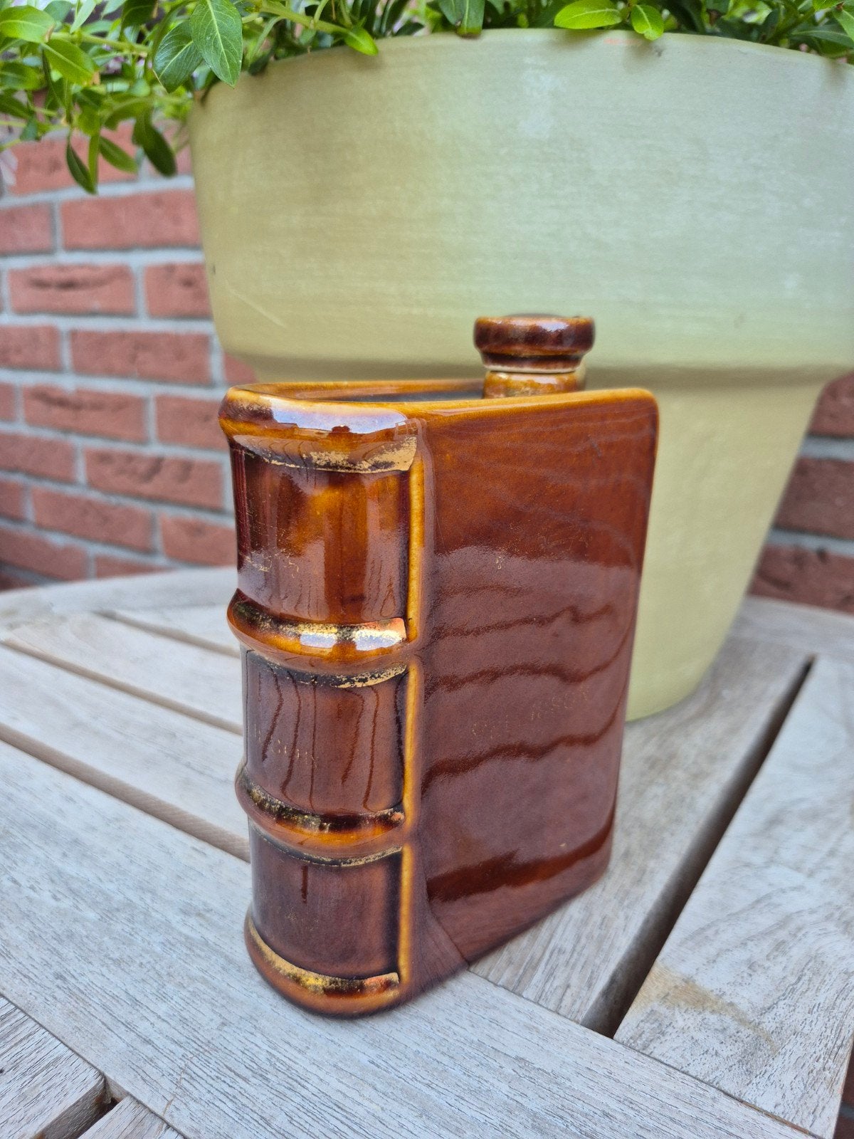 Vintage keramiek cognac fles in de vorm van een boek, Antiek en Kunst, Ophalen of Verzenden