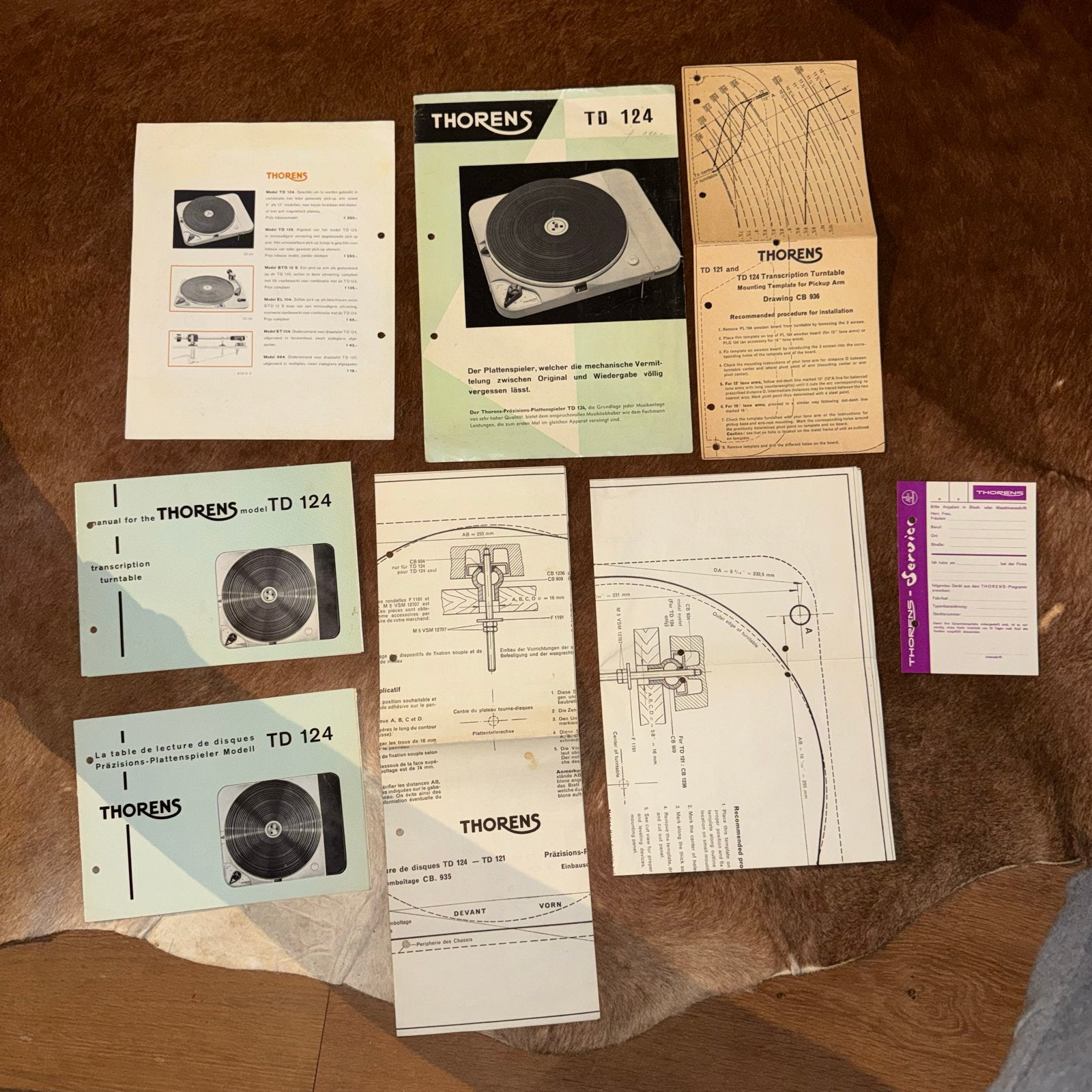 Thorens TD 124 Handleidingen en Documentatie, Ophalen of Verzenden, Gebruikt, Platenspeler-onderdeel, Thorens