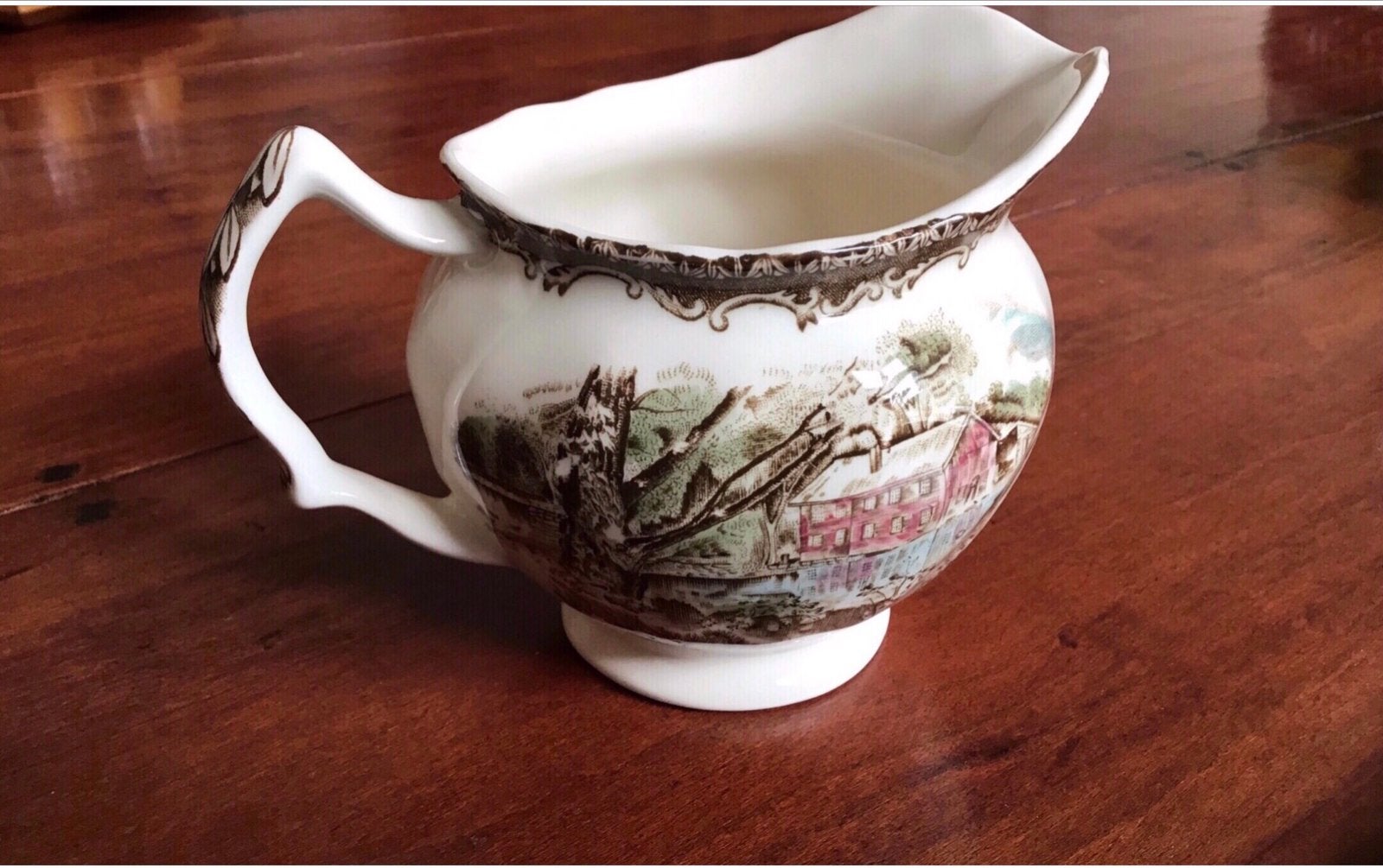 Oud melkkannetje met landschap, Made in England, Ophalen of Verzenden