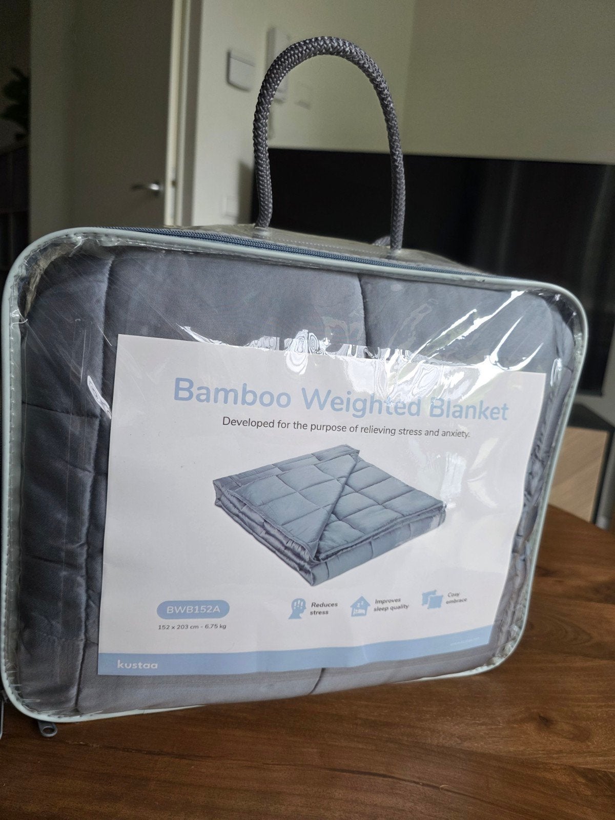 Kustaa Bamboe Verzwaringsdeken 152x203cm - 6.75kg, Ophalen, Nieuw, Grijs, Deken of Dekbed